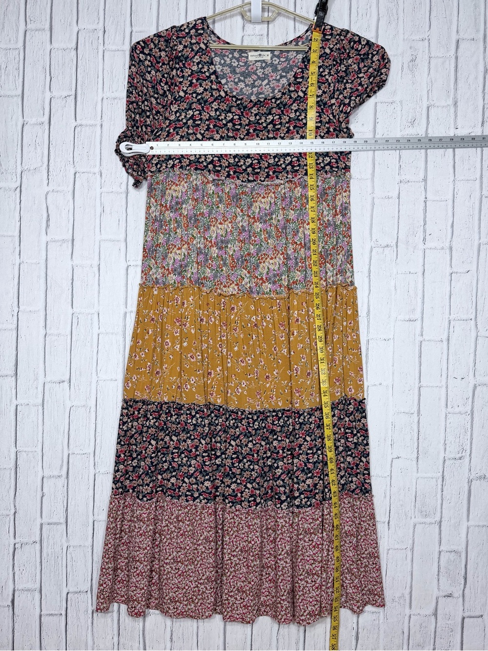 🌻 Natural Life Collette Mixed Floral Tiered Maxi Dress Medium Boho - Picture 3 of 4